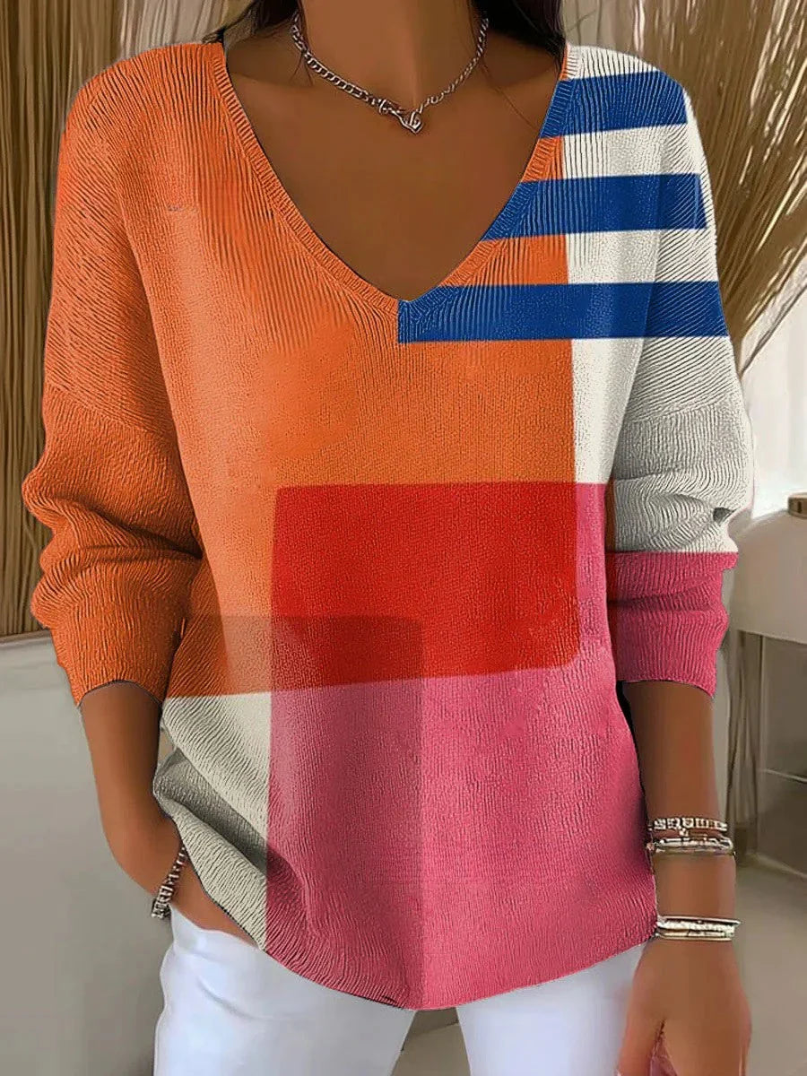 BENEDETTA™ | KNIT MULTICOLOR V-NECK SWEATER