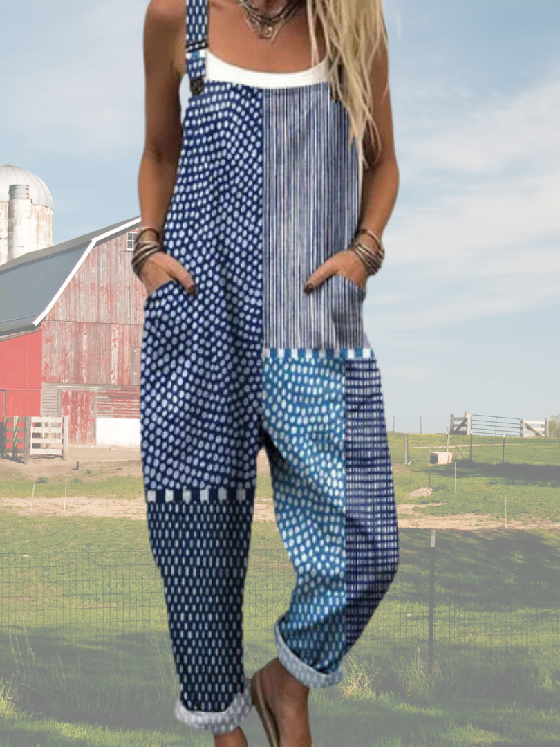 LENNY | CHIC STRIPED SQUARE DESIGN JUMPSUIT