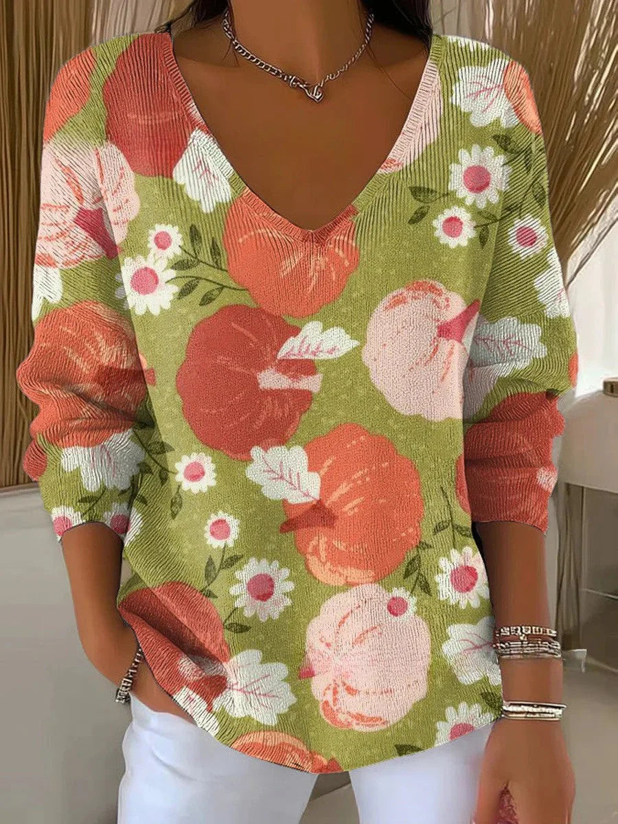 BENEDETTA™ | KNIT GREEN V-NECK SWEATER