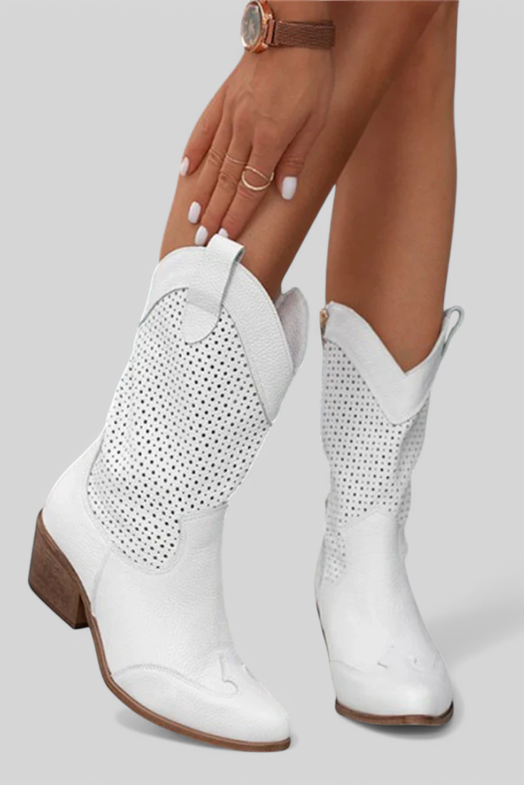 Anna Modern Cowboy Boots with Side Zip