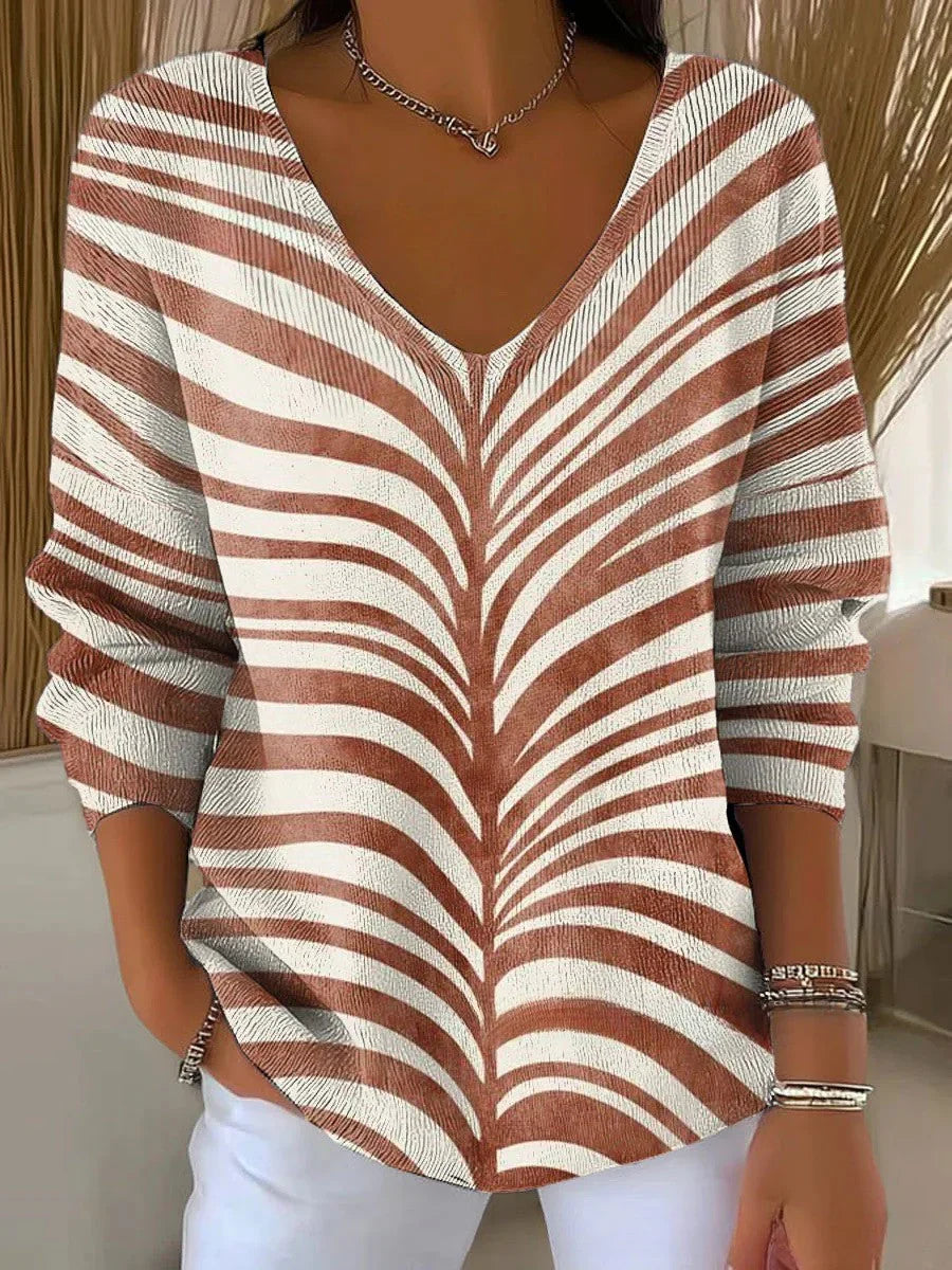BENEDETTA™ | STRIPED KNIT V-NECK SWEATER