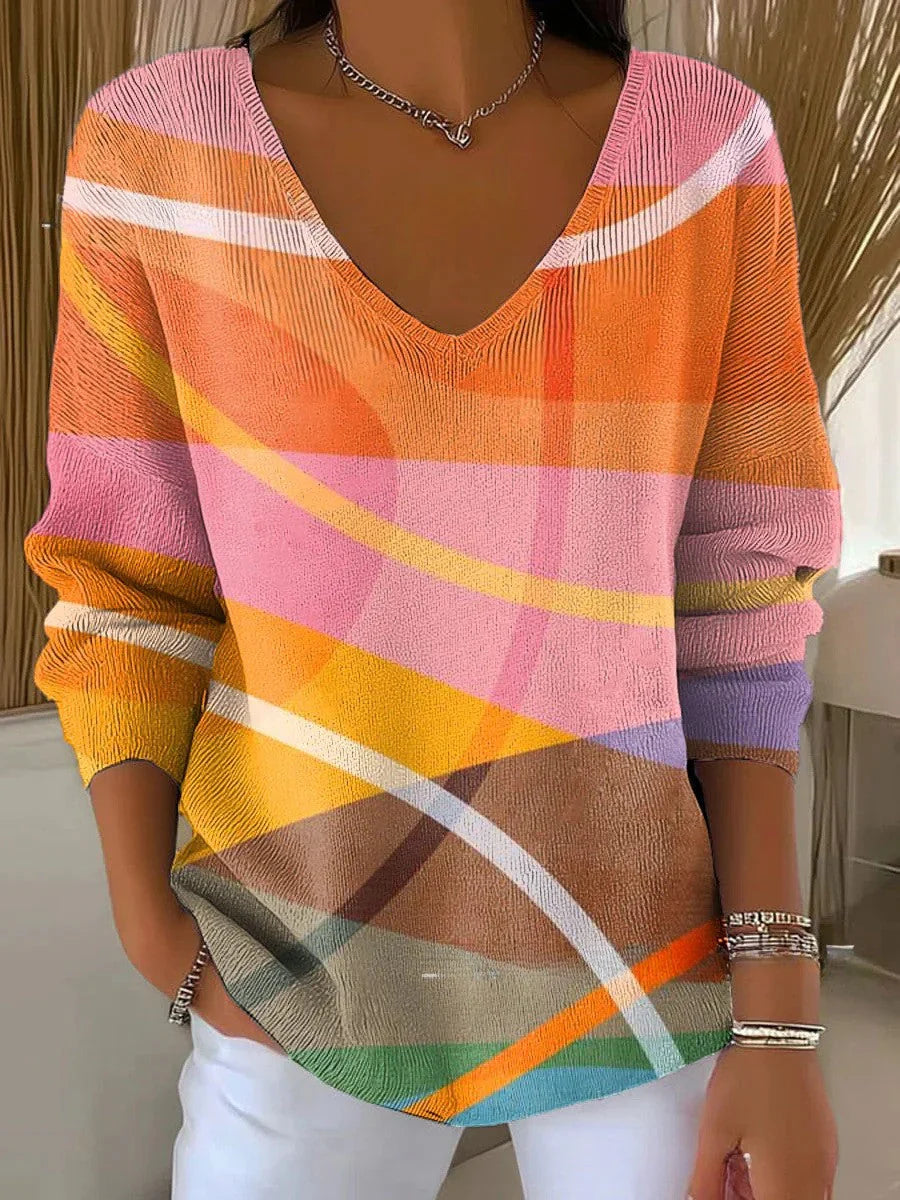 BENEDETTA™ | MULTICOLORED KNIT V-NECK SWEATER