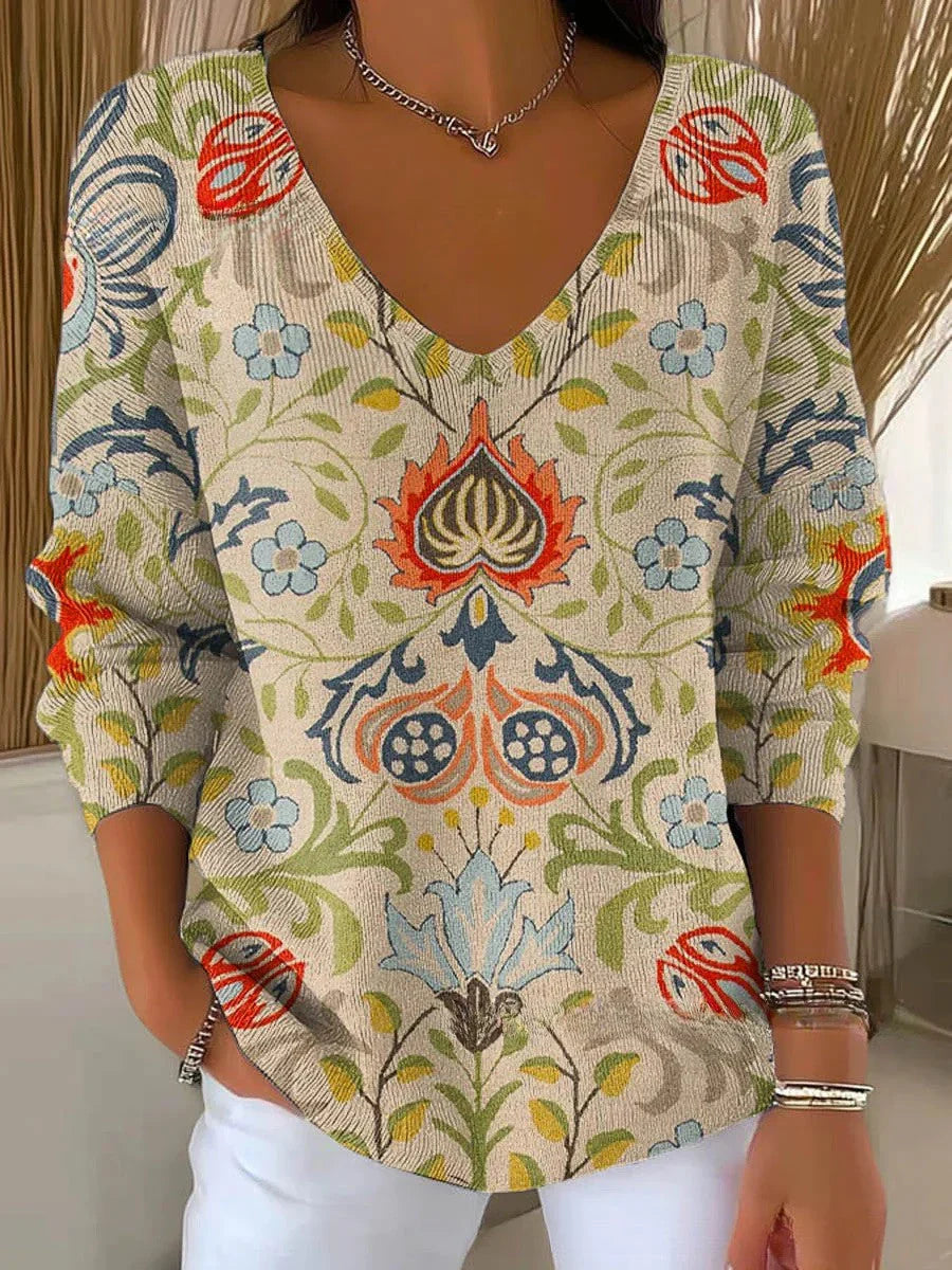 BENEDETTA™ | KNIT V-NECK SWEATER MULTICOLOR