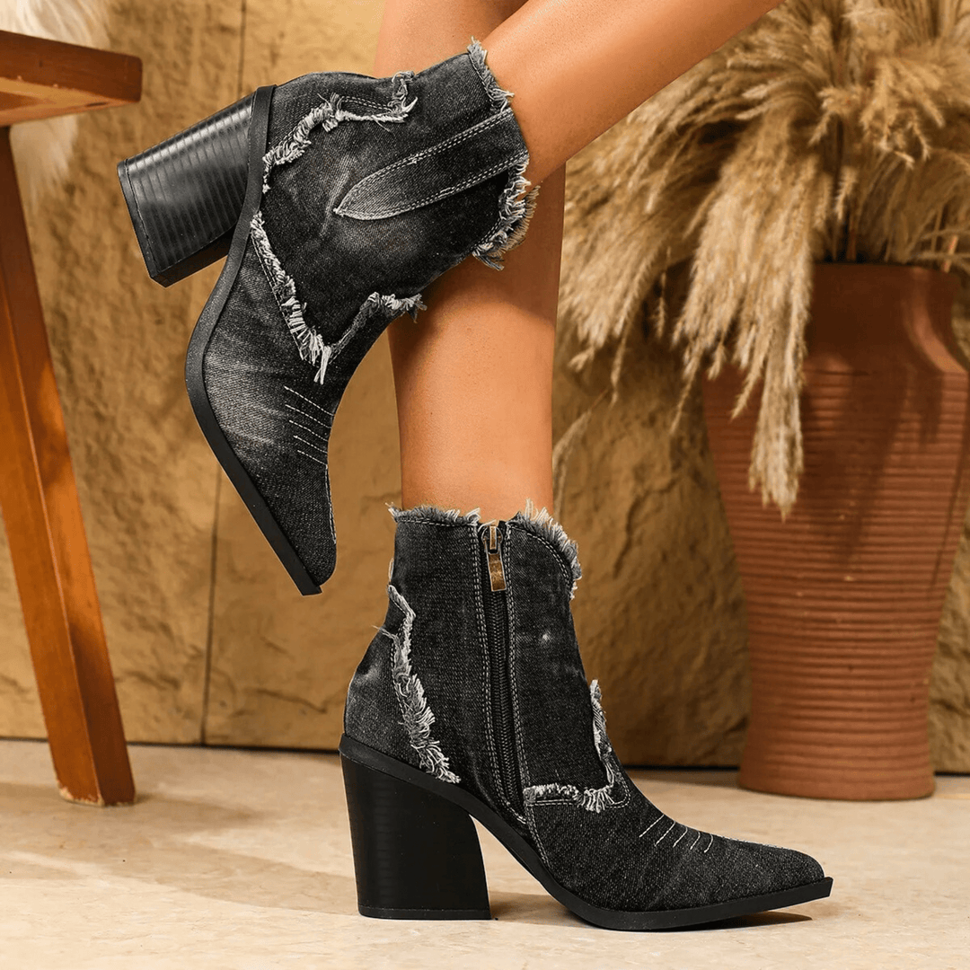 Aurela Denim Ankle Boots