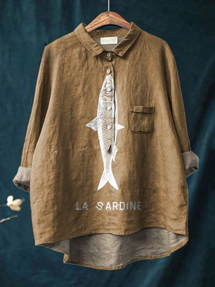 Mackenzie - Stylish Fish Print Cotton Shirt