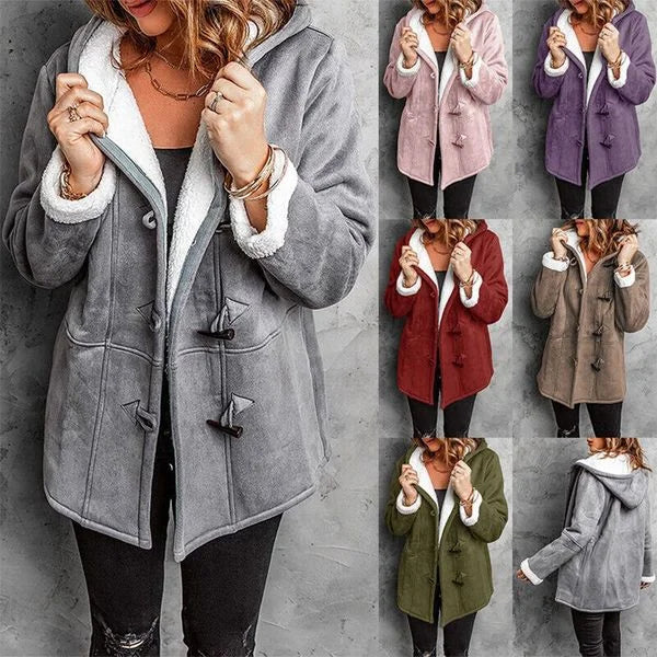 Kate | Warm Hooded Jacket with Buttons
