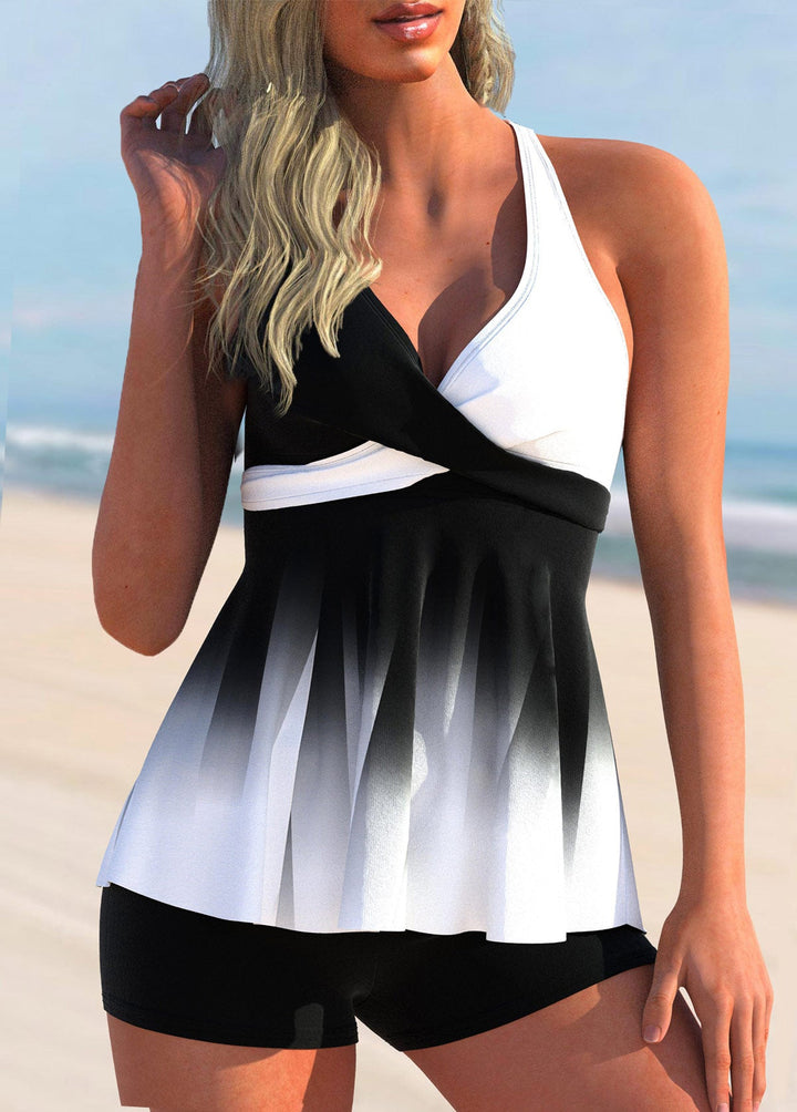 Stylish Tankini Top with Gradient Color and Cross Detail – Without Bottom I Last Day 80% Off!