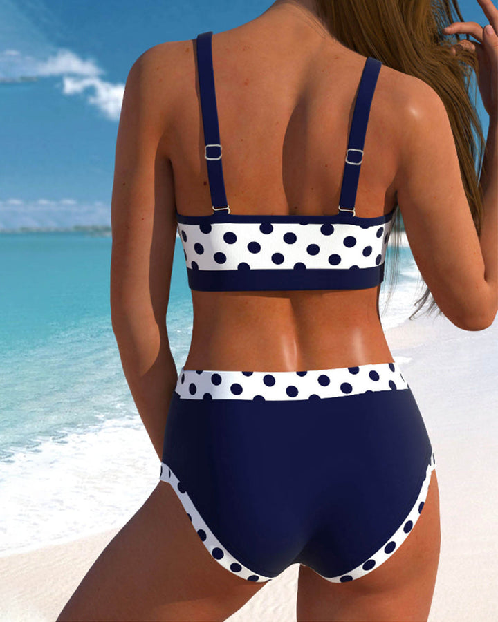 Hannah | Patchwork Bikini with High Waist and Polka Dots - Last Day 80% Stock!
