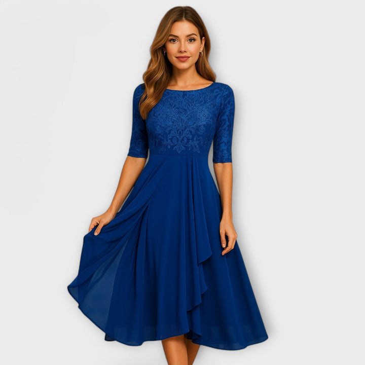 Martyna – Midi Dress with Lace Sleeves
