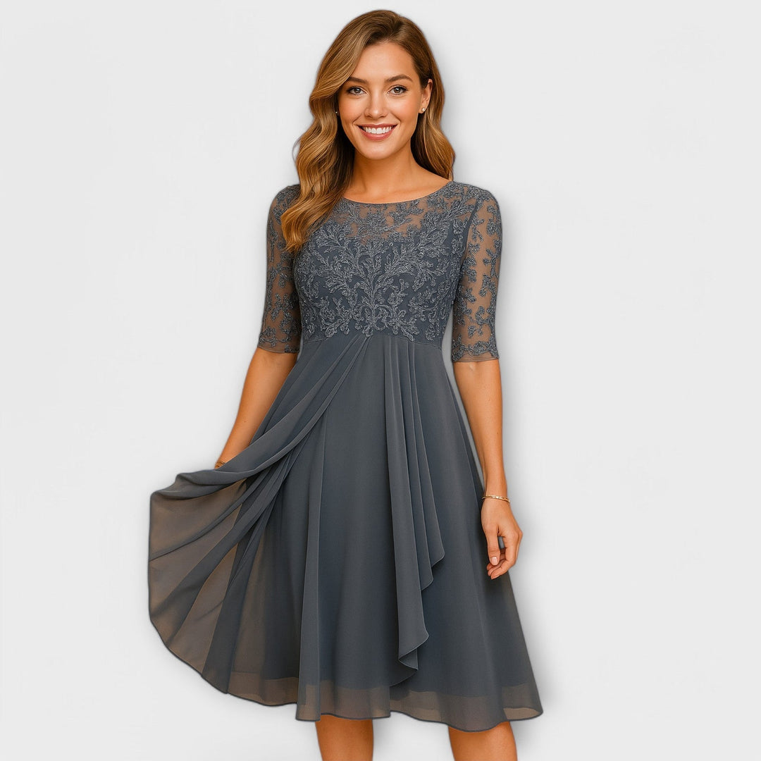 Martyna – Midi Dress with Lace Sleeves