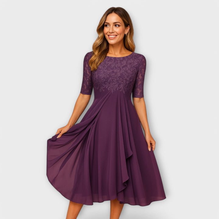 Martyna – Midi Dress with Lace Sleeves