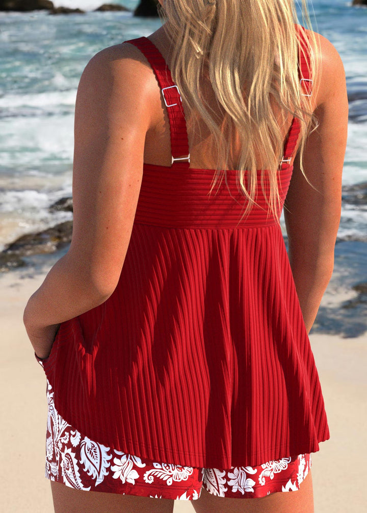 Trendy Patchwork Tribal Print Gray Tankini | Last Day 80% Off!