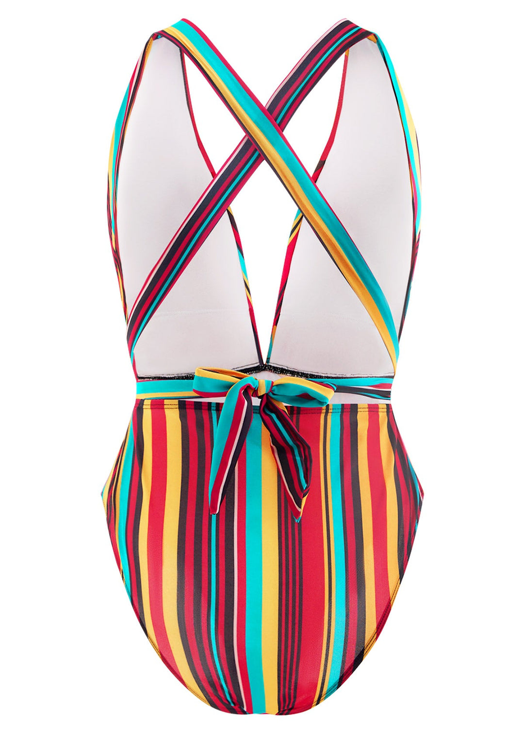 Joyful Rainbow Striped Halter Swimsuit | Last Day 80% Off!