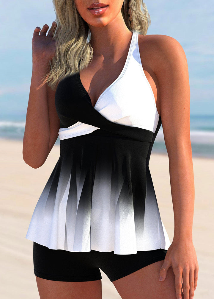Stylish Tankini Top with Gradient Color and Cross Detail – Without Bottom I Last Day 80% Off!