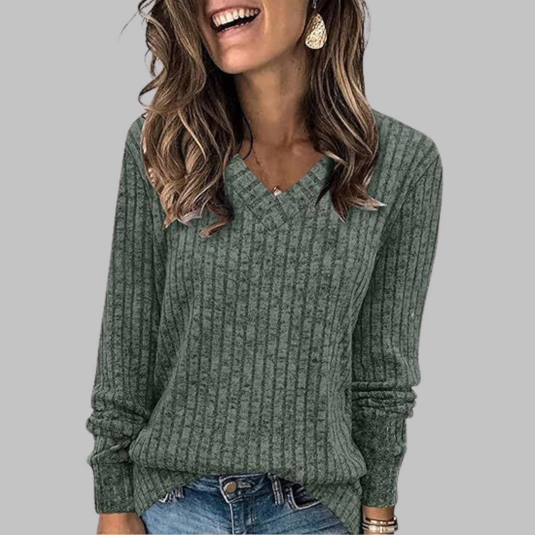 Deri | Comfy V-Neck Long Sleeve Sweater