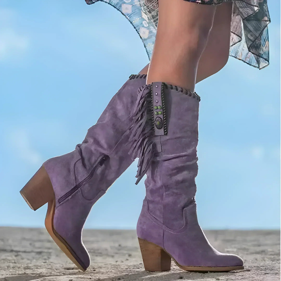 Mara™ - Stylish Leather Cowboy Boots