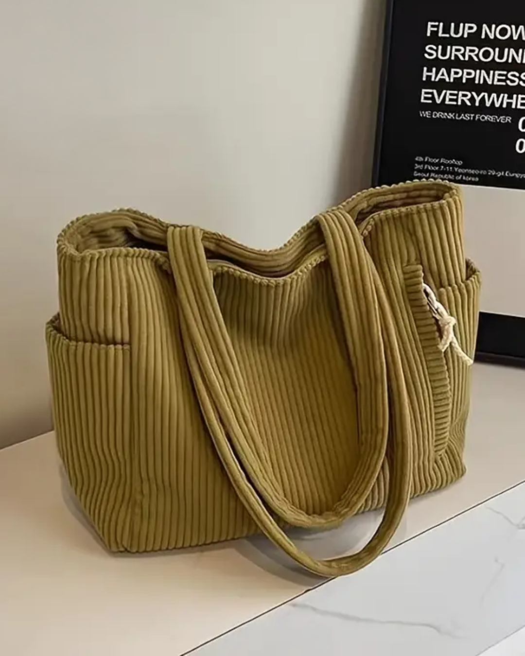 Mathilda™ | Ribbed Tote Bag with Rope Detail