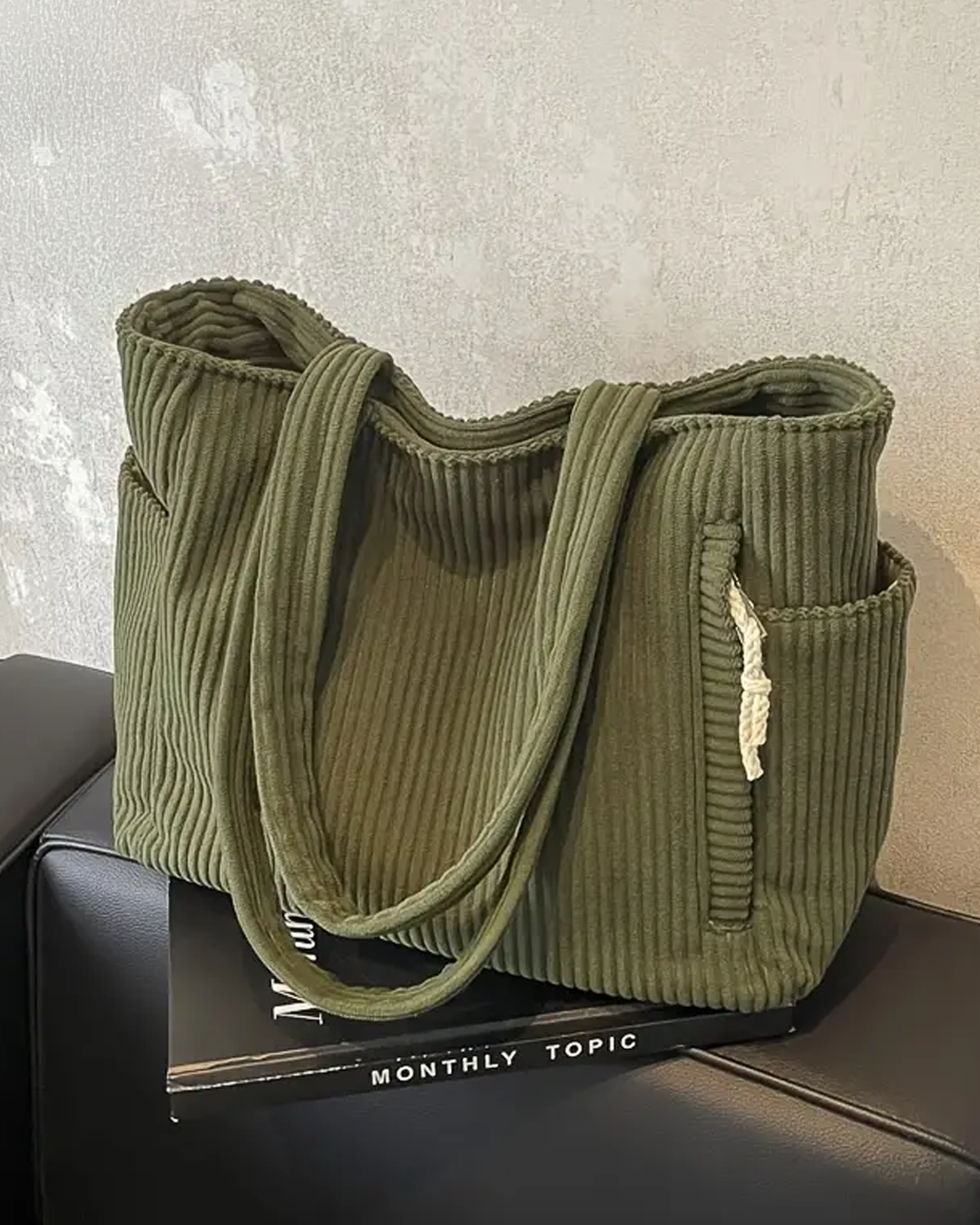 Mathilda™ | Ribbed Tote Bag with Rope Detail