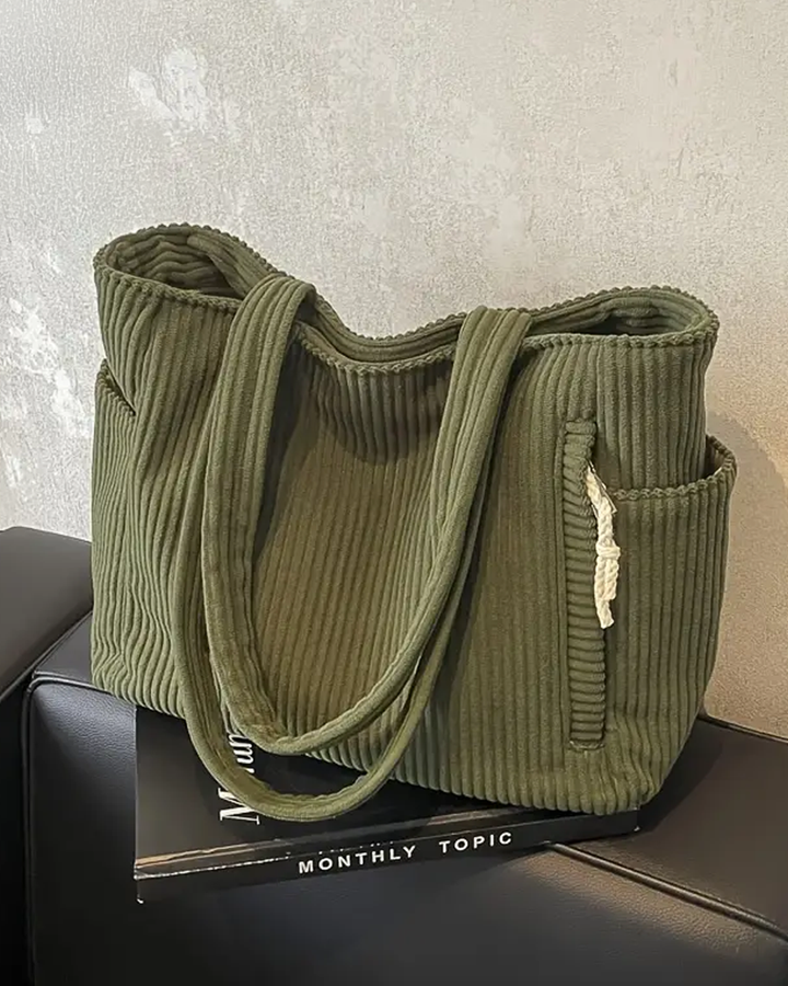 Mathilda™ | Ribbed Tote Bag with Rope Detail
