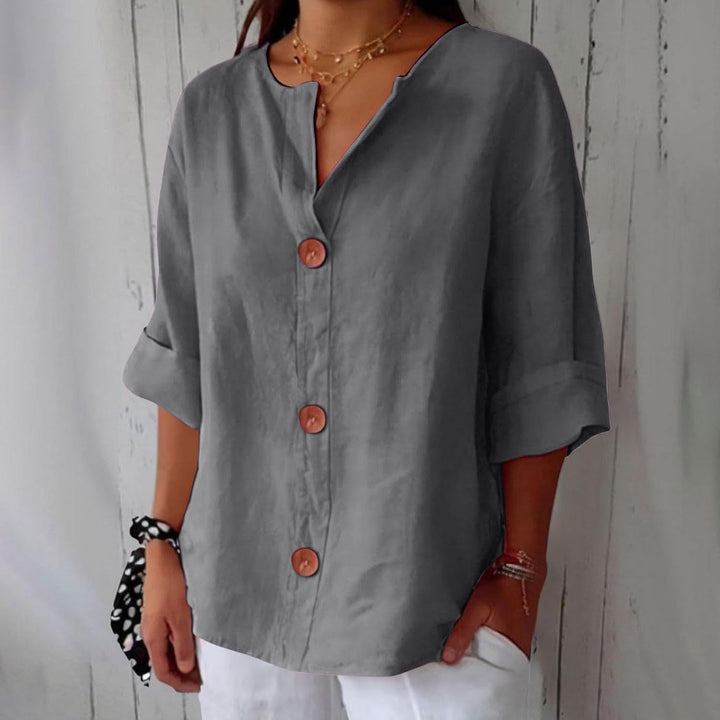 Maeve - Cotton Linen Shirt with V-Neck