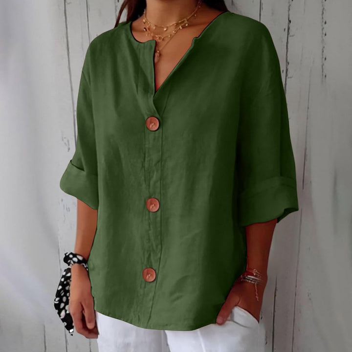 Maeve - Cotton Linen Shirt with V-Neck