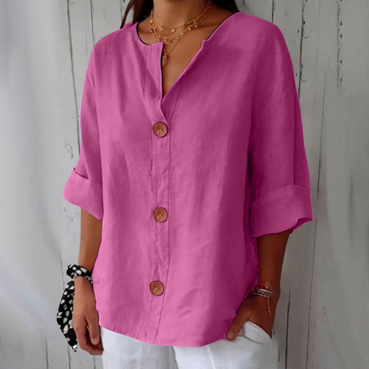 Maeve - Cotton Linen Shirt with V-Neck