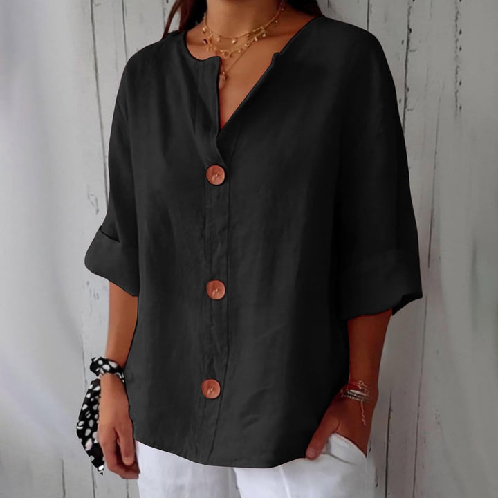Maeve - Cotton Linen Shirt with V-Neck
