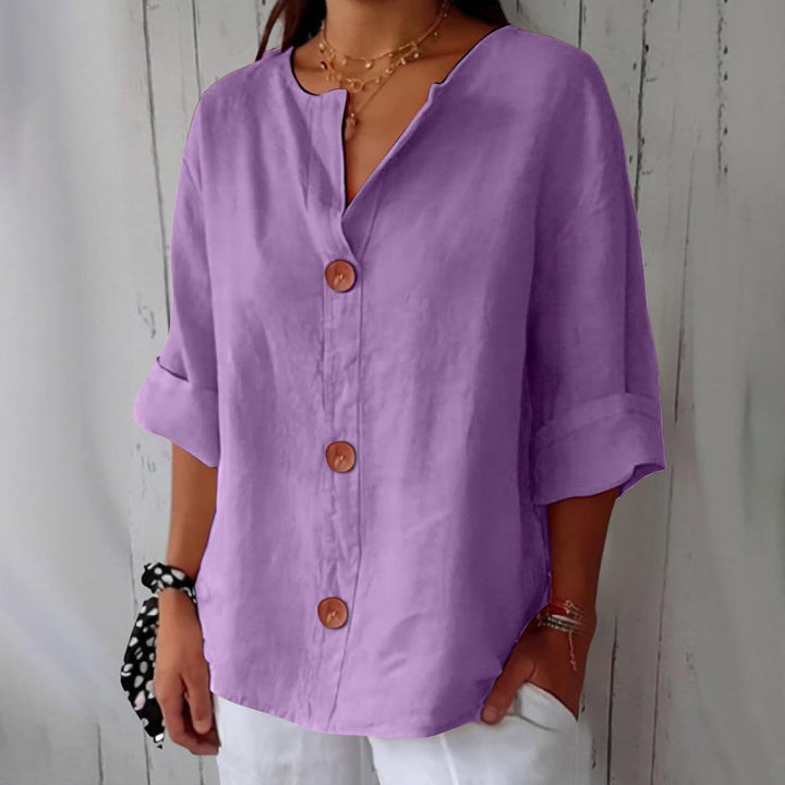 Maeve - Cotton Linen Shirt with V-Neck