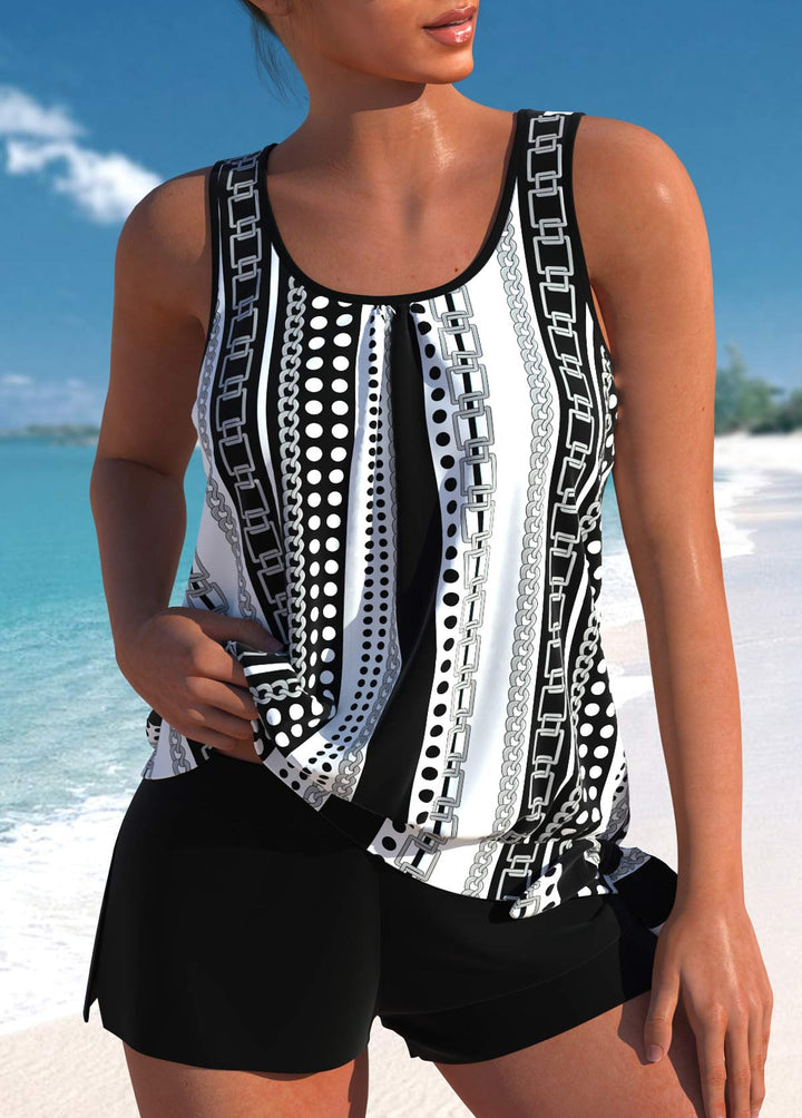 Hanna I Chic Asymmetrical High-Waisted Leaf Print Tankini I Last Day 80% Off!