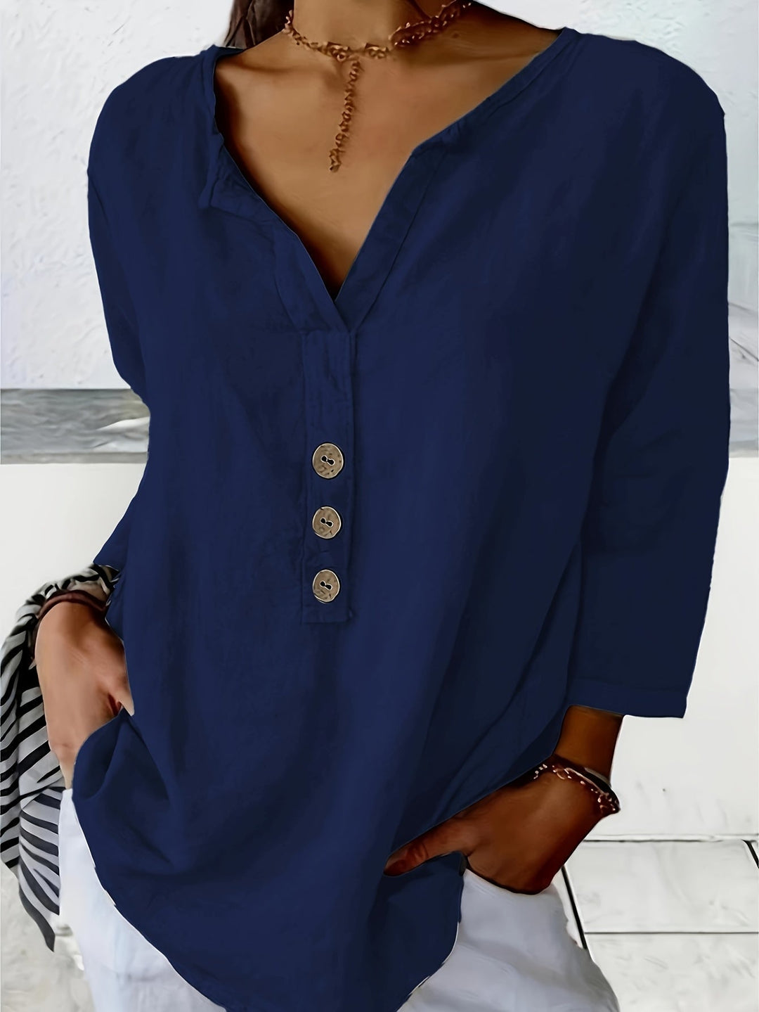 Mykaela – Casual Blouse Made of Cotton and Linen