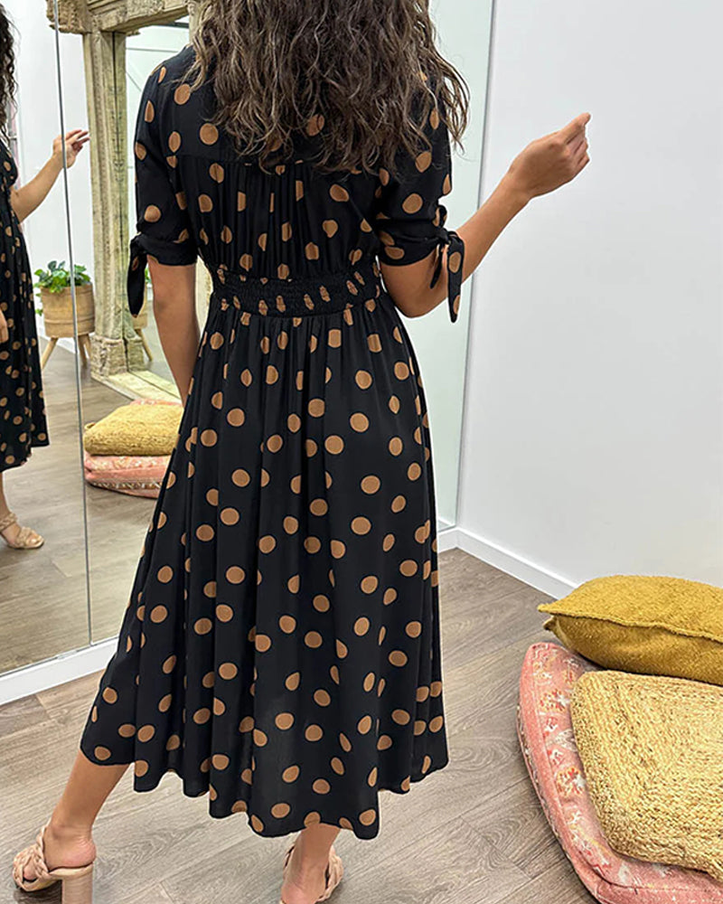 Kristine™ | Midi Dress with V-Neck and Timeless Polka Dot Pattern