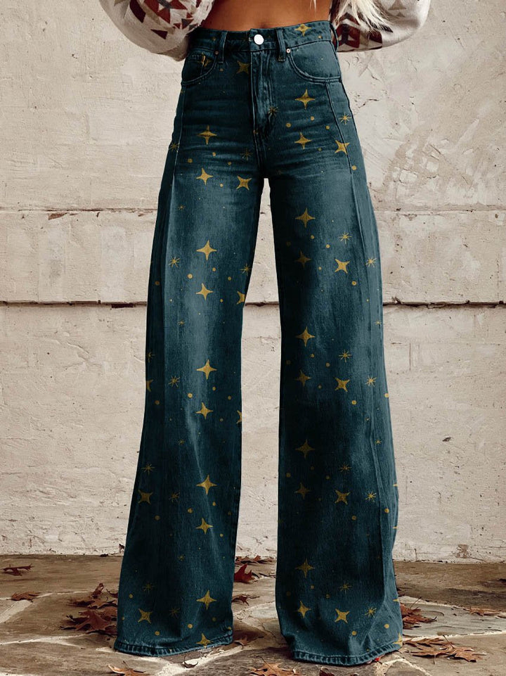 Mailin - Wide Leg Flare Print Pants