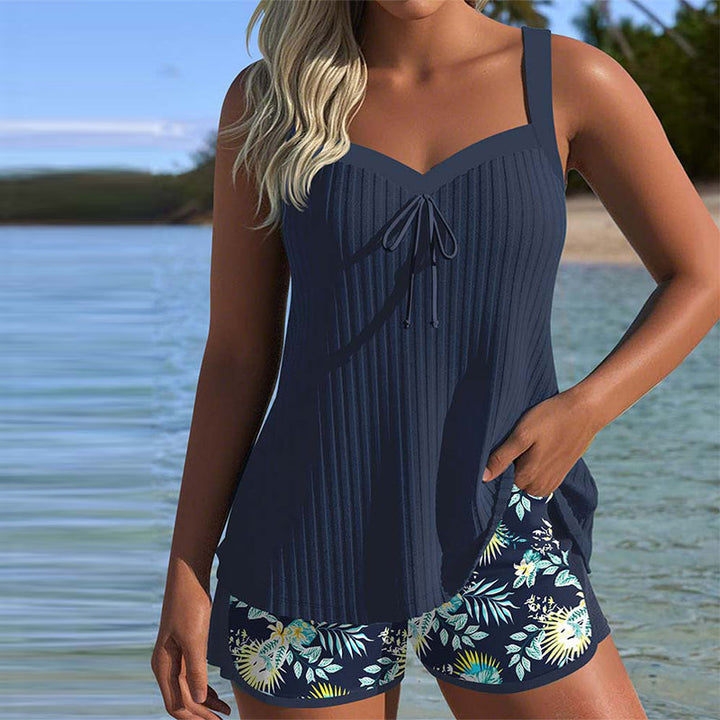 Laluna® | Striped Tankini with Two-Piece Beach Pants