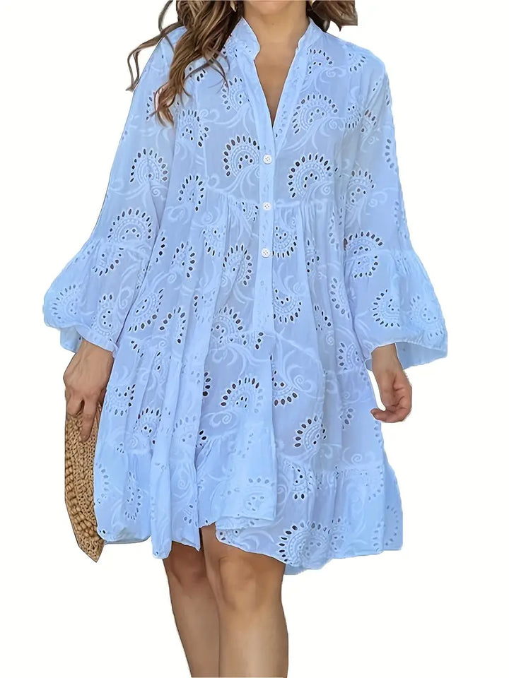 Kristin™ | Airy V-Neck Blouse Dress with Elegant Details