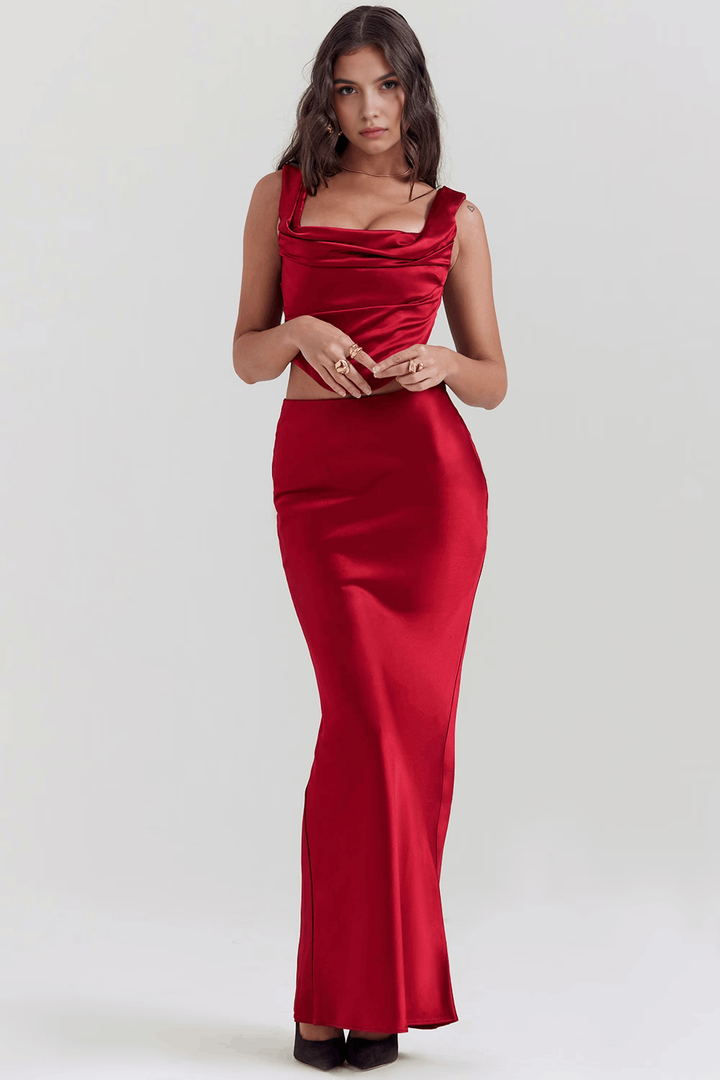 AMARI - BRONZÉ CORSET MAXI SKIRT