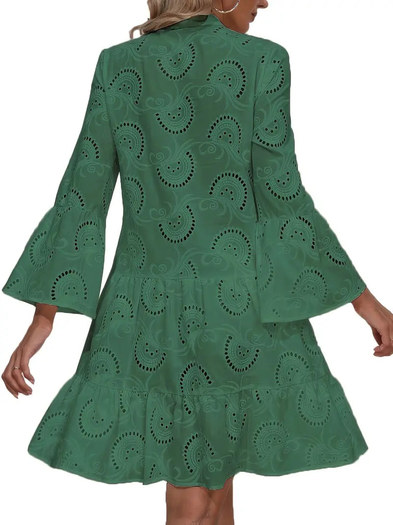 Kristin™ | Airy V-Neck Blouse Dress with Elegant Details