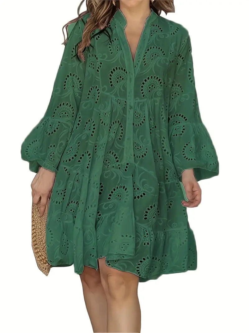 Kristin™ | Airy V-Neck Blouse Dress with Elegant Details