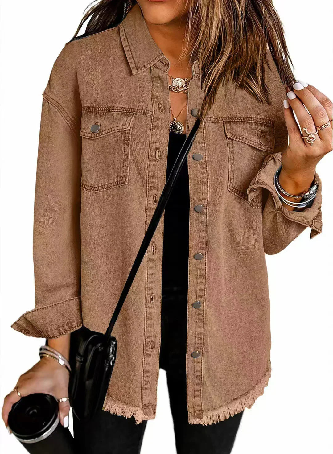 Laila | Long-sleeved denim jacket with pockets