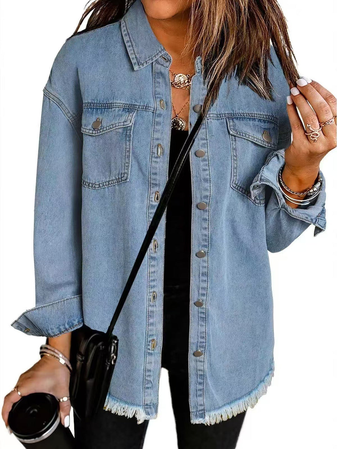 Laila | Long-sleeved denim jacket with pockets