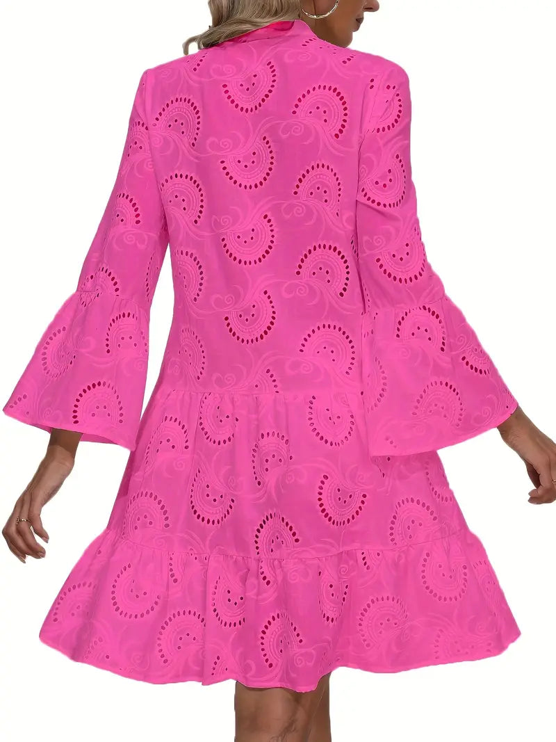 Kristin™ | Airy V-Neck Blouse Dress with Elegant Details