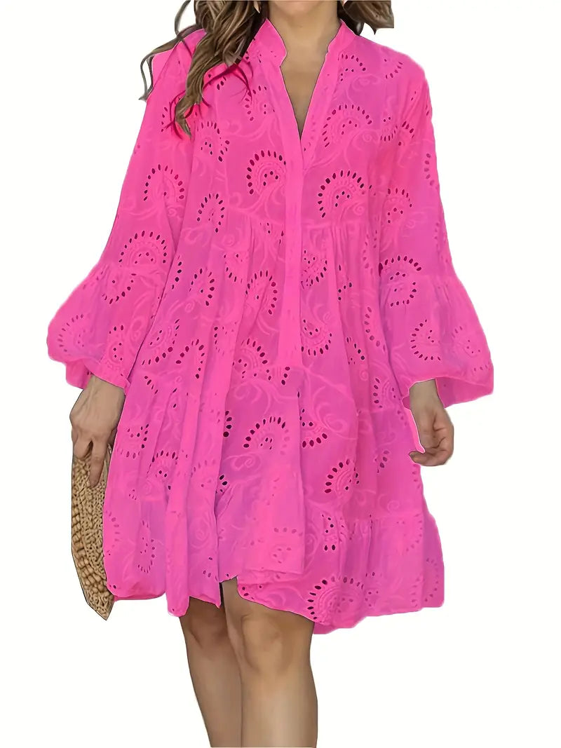 Kristin™ | Airy V-Neck Blouse Dress with Elegant Details