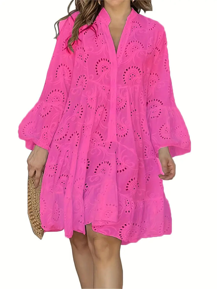 Kristin™ | Airy V-Neck Blouse Dress with Elegant Details