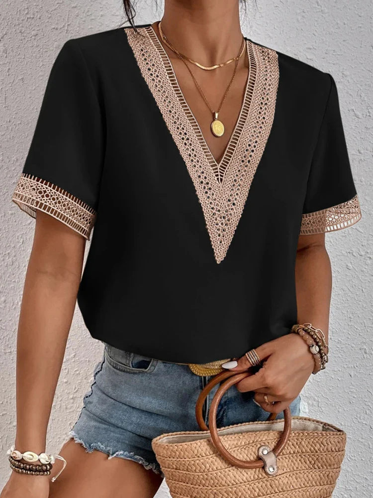 Davina | Elegant blouse with luxurious lace details
