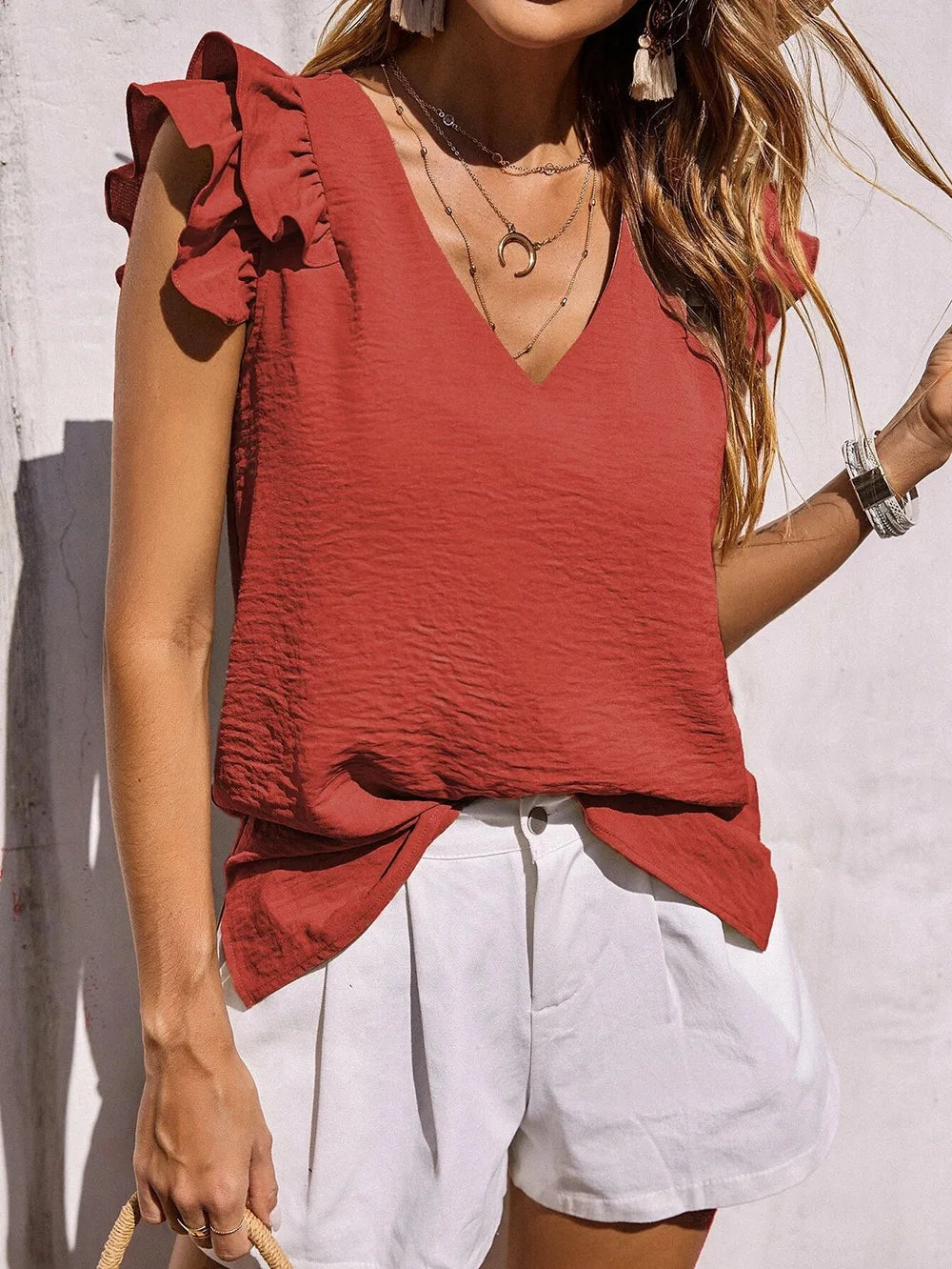 Lynette | Summer top with playful ruffle sleeves