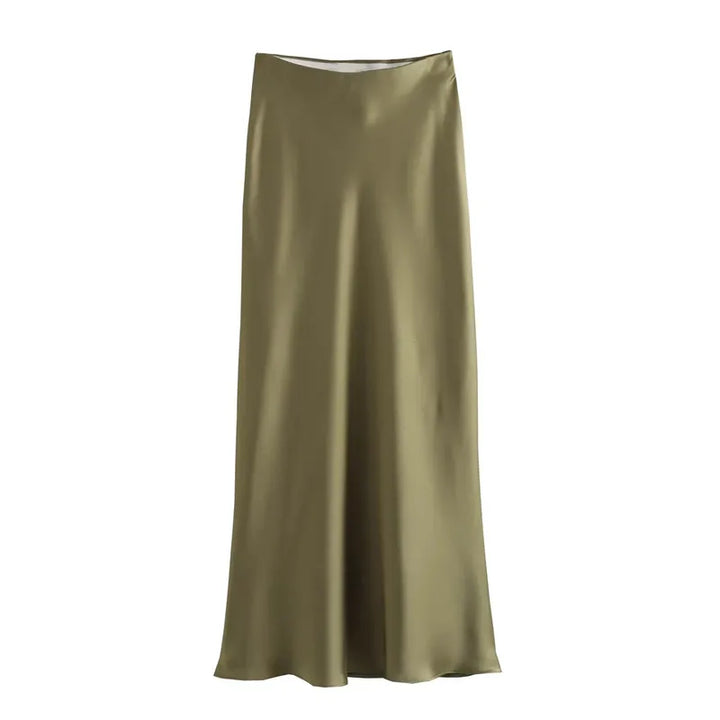Drew | Timeless Satin Midi Skirt with Luxurious Look