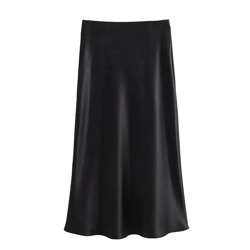 Drew | Timeless Satin Midi Skirt with Luxurious Look
