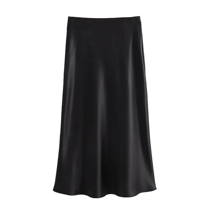 Drew | Timeless Satin Midi Skirt with Luxurious Look