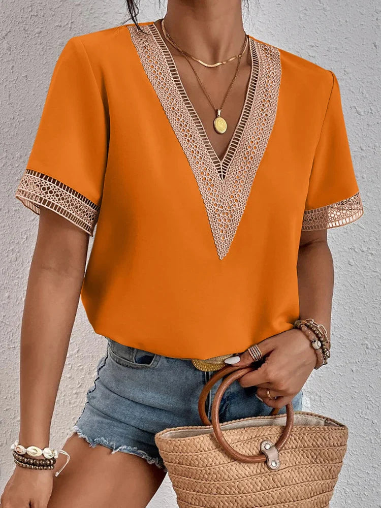 Davina | Elegant blouse with luxurious lace details