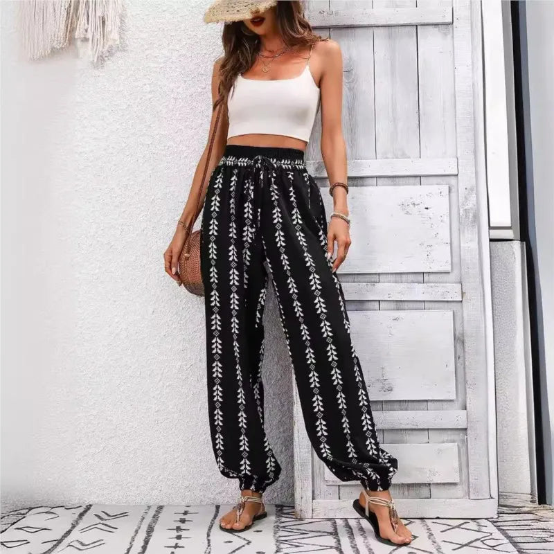 Iris | Airy Boho Pants with Elastic Waist