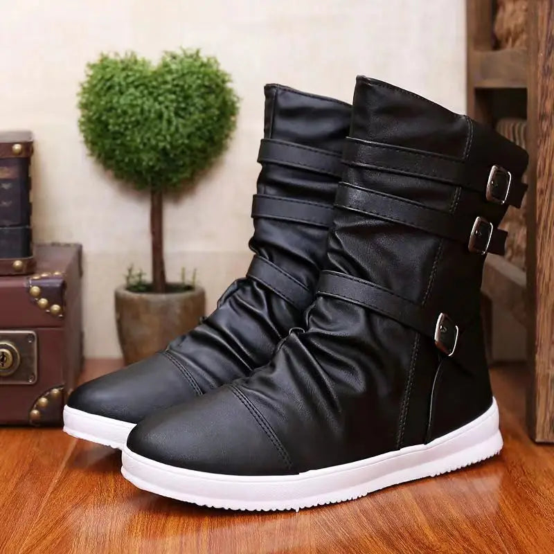 AXEL™ | LEATHER BOOTS WITH ZIPPER AND METAL BUCKLE